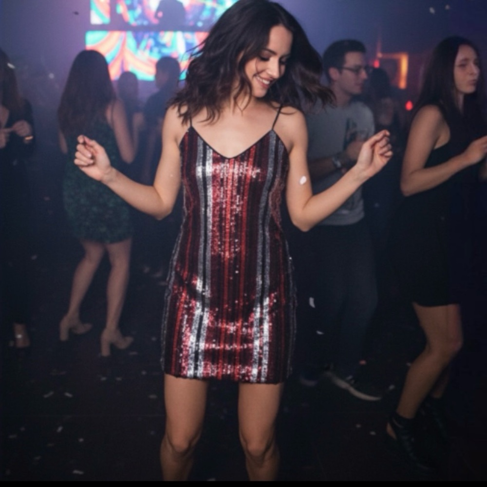Bar III Sequin Stripe Mini Dress